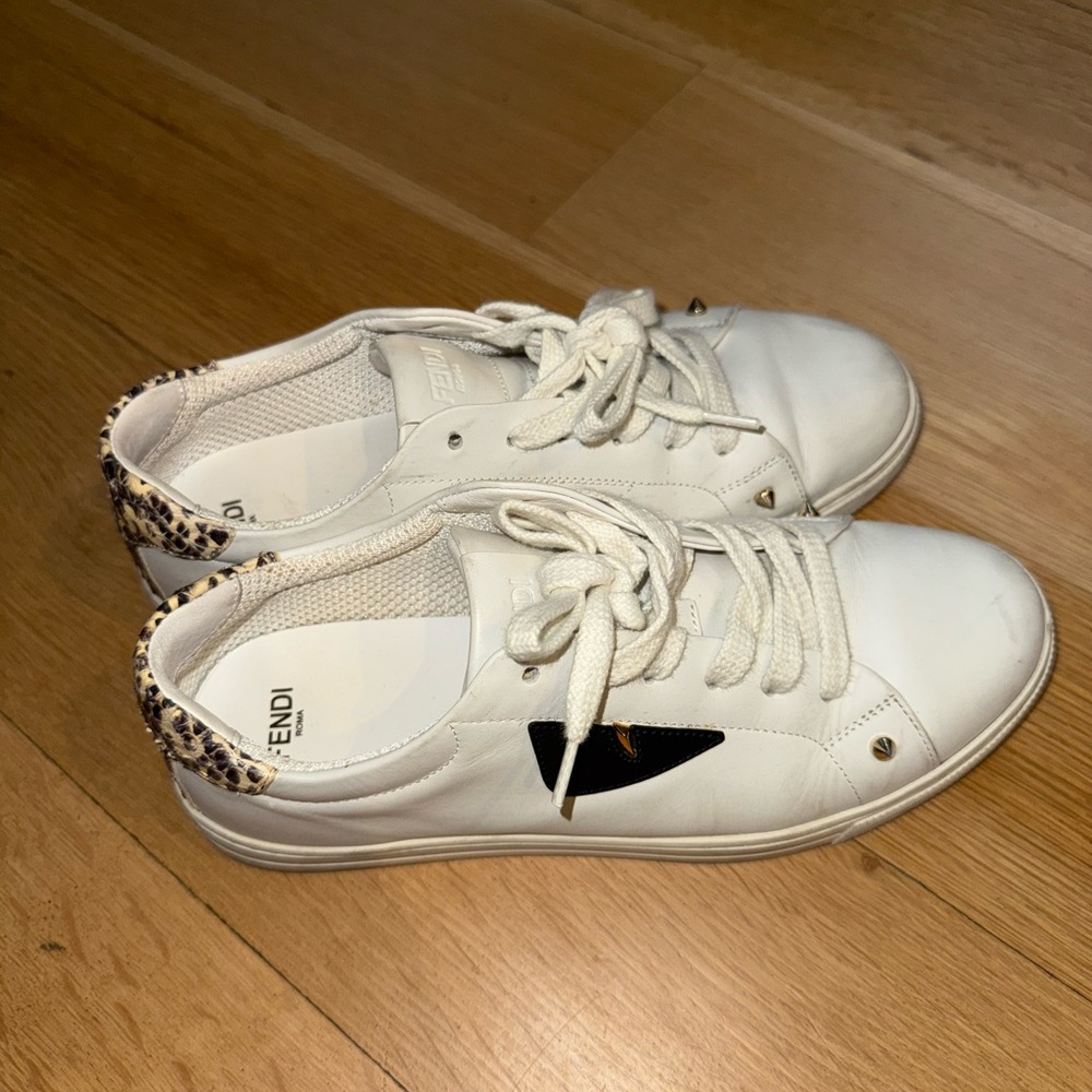 Fendi Monster White Leather Sneakers